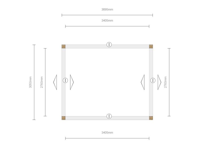 Trendhout Kapschuur De Veste 415x380 cm eiken