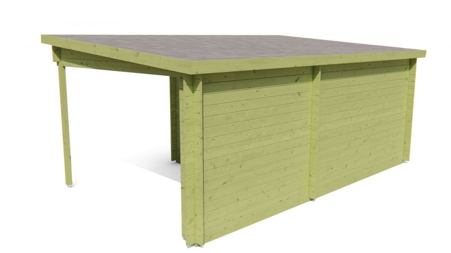 Blokhut Dora 300x300 cm + luifel 200 cm - Groen geïmpregneerd