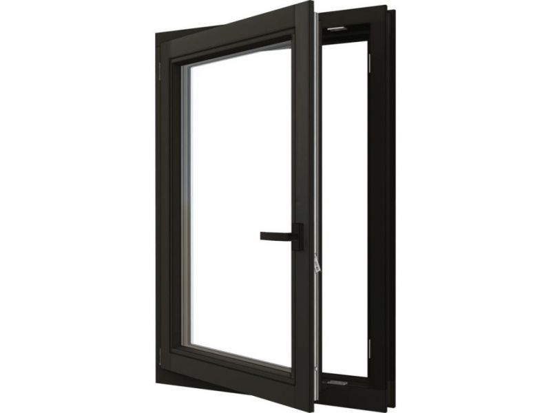 Trendhout Draai/kiepraam - 77,4x107,4 cm - linksdraaiend - zwart - incl. raambeslag