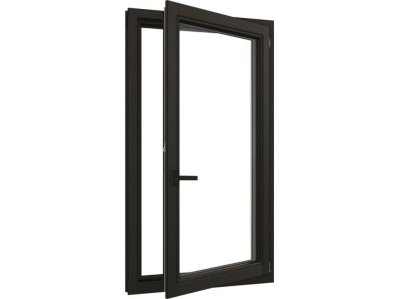 Trendhout Draai/kiepraam - 77,4x137,4 cm - rechtsdraaiend - zwart - incl. raambeslag