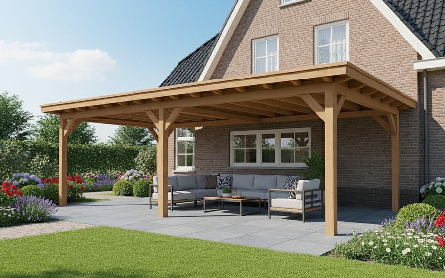 YARD Outdoor Elegante overkapping 400x400 cm aanbouw Douglas blank