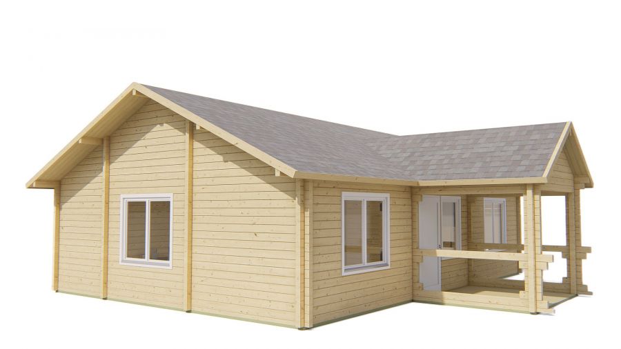 Tuindeco Finn Blokhut 1040x740 cm + luifel 238 cm 92 mm vuren honing geïmpregneerd