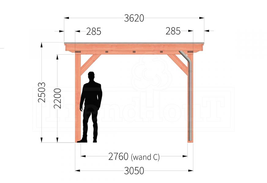 Buitenverblijf Florence 780x360 cm - Plat dak