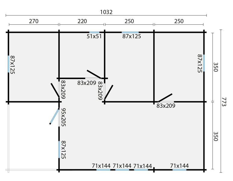 Tuindeco Formigal Blokhut 734x1088 cm 70 mm vuren blank