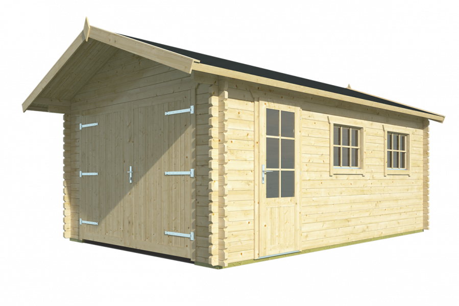 Garage Geir 360x537 cm inclusief dubbelglas - Red class wood geïmpregneerd