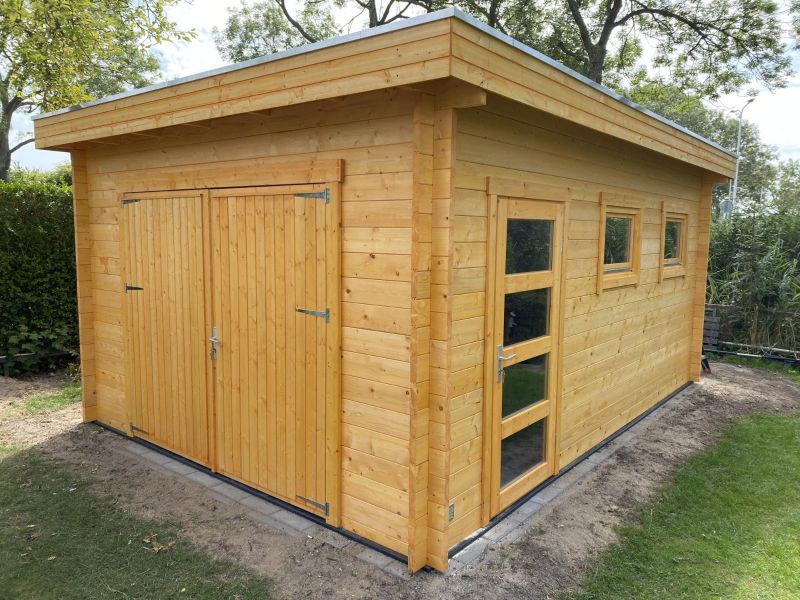 Tuindeco Marketta garage 380x536 cm 44 mm vuren honing geïmpregneerd