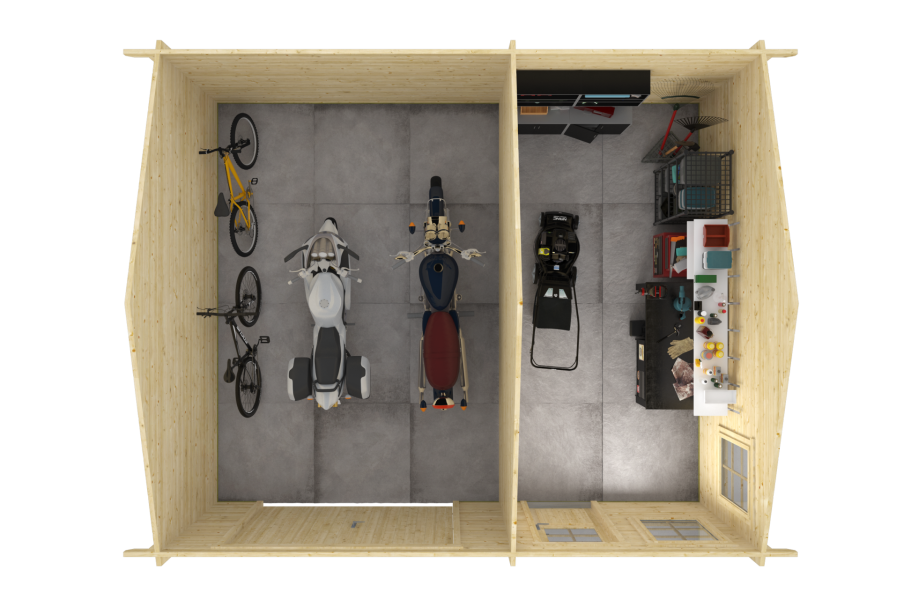 Garage Moa 598x500 cm - Groen geïmpregneerd