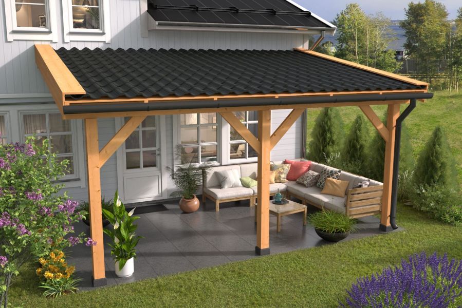 Veranda geschaafd lariks 400x300 cm - Bouwpakket