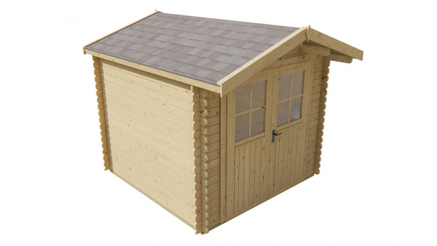 Tuindeco Gitte Blokhut 260x260 cm + luifel 70 cm 28 mm vuren red class wood geïmpregneerd