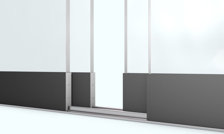 Glasschuifsysteem Comfort Plus R4 (2-spoor 90 cm) Breedte tot 356 cm Hoogte 200/230 cm - met middensluiting