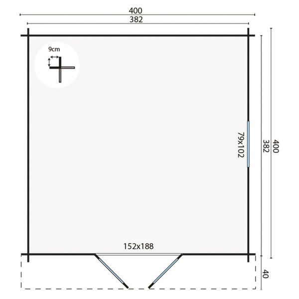 Tuindeco Gunda Blokhut 400x400 cm 40 mm vuren grijs geïmpregneerd