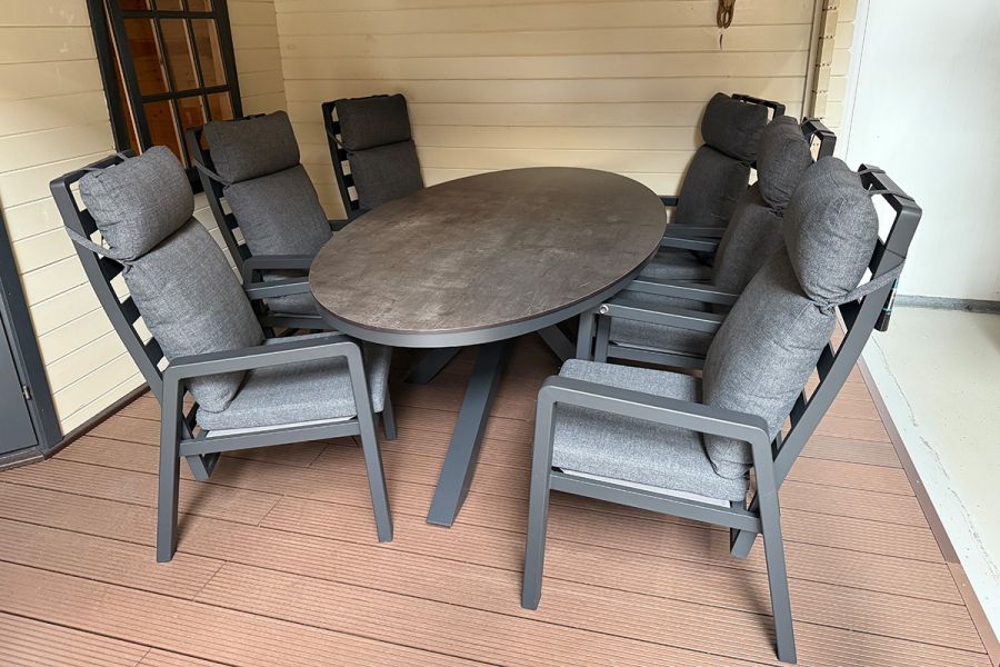 Tuinset Harmonia – Ovale tafel met 6 verstelbare stoelen