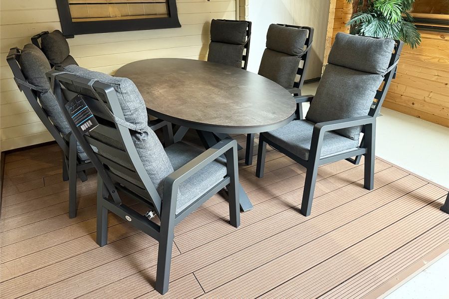 Tuinset Harmonia – Ovale tafel met 6 verstelbare stoelen