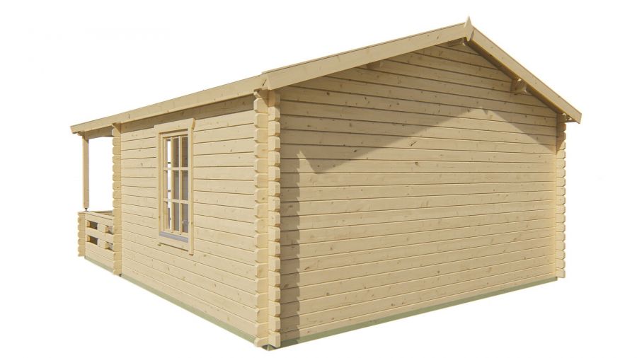 Tuindeco Heino Blokhut 450x380 cm + luifel 200 cm 44 mm vuren grijs geïmpregneerd