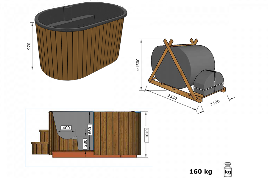 Interflex Hottub Luxe Ovaal 190x120 cm 18 mm thermo wood blank