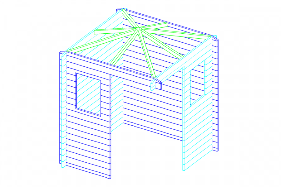 Blokhut 2055 200x200 cm - exterieur gecoat