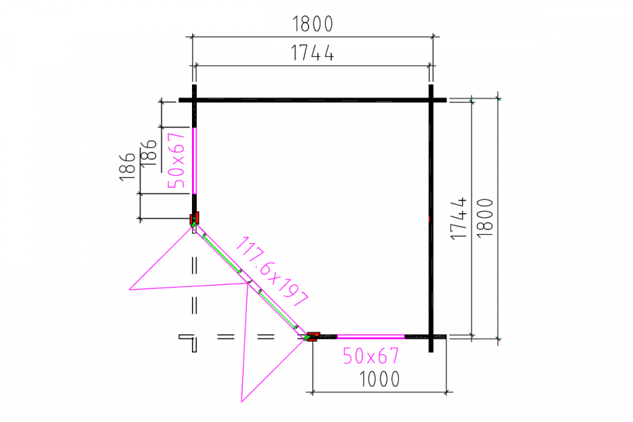 Blokhut 2055 200x200 cm - exterieur gecoat