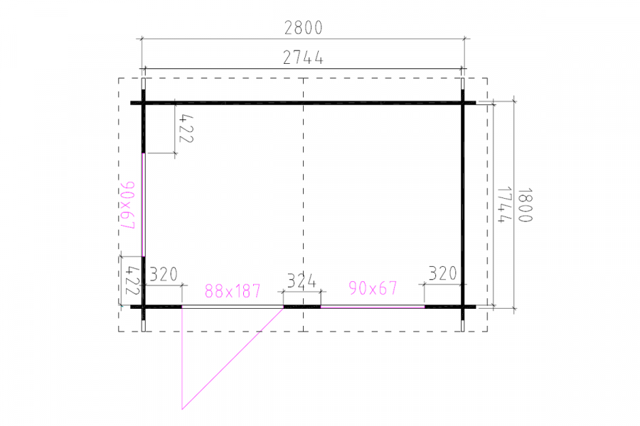 Blokhut 3020 300x200 cm - exterieur gecoat