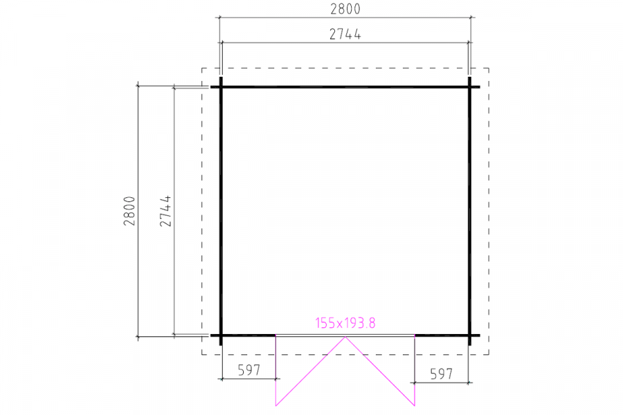 Blokhut 330M 300x300 cm - exterieur gecoat