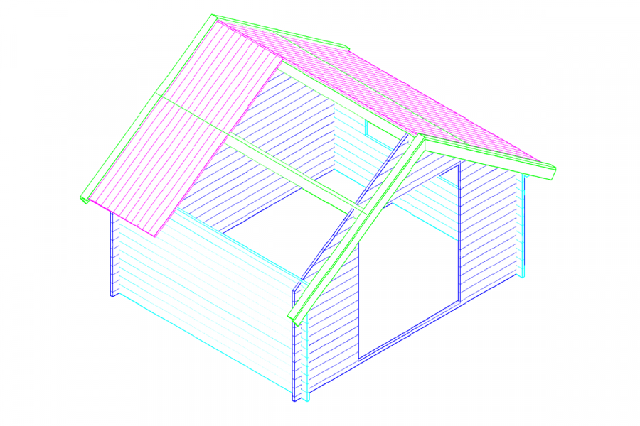 Blokhut 3530K 350x300 cm - exterieur gecoat