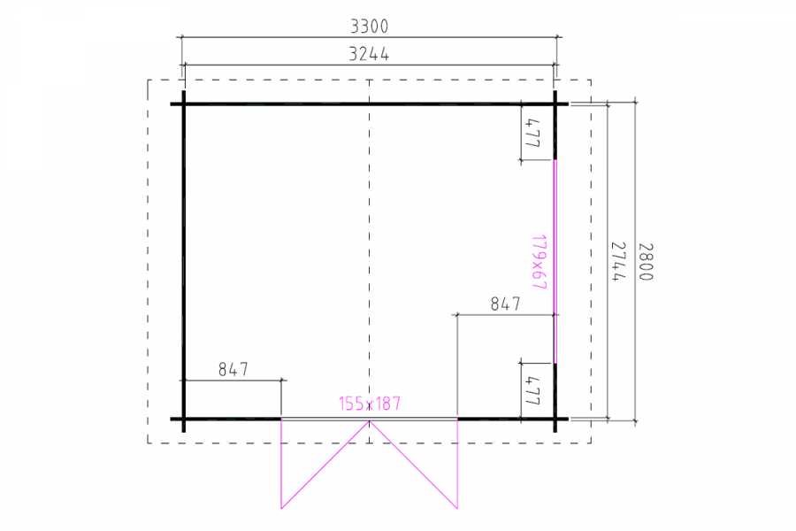 Blokhut 3530K 350x300 cm