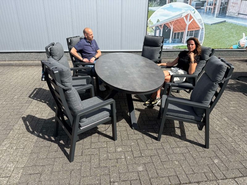 Tuinset Harmonia – Ovale tafel met 6 verstelbare stoelen