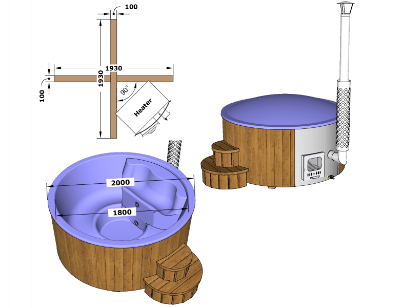 inter - hottub - luxe - black edition - 200 cm - afmetingen