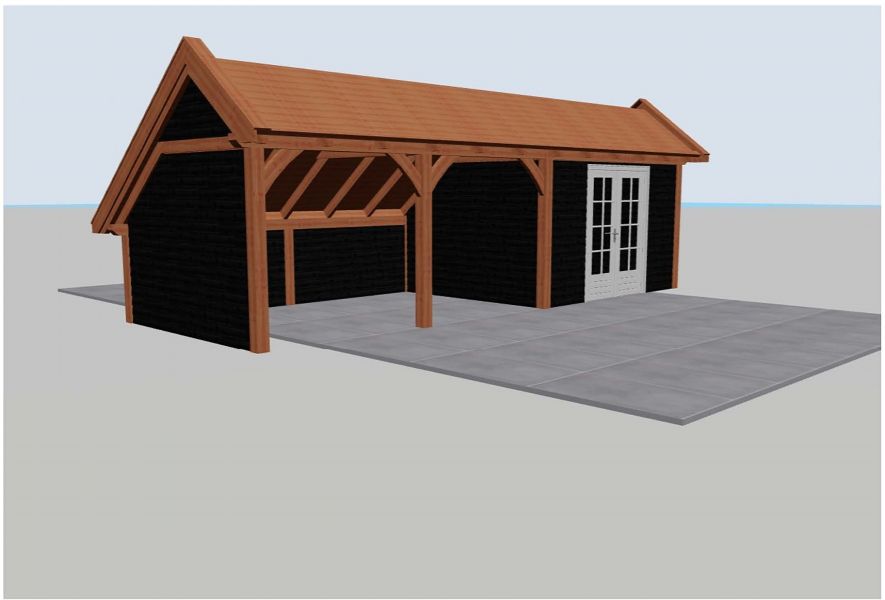 Trendhout De Hoeve XL kapschuur 885x380 cm Lariks/Douglas blank - Totaalpakket