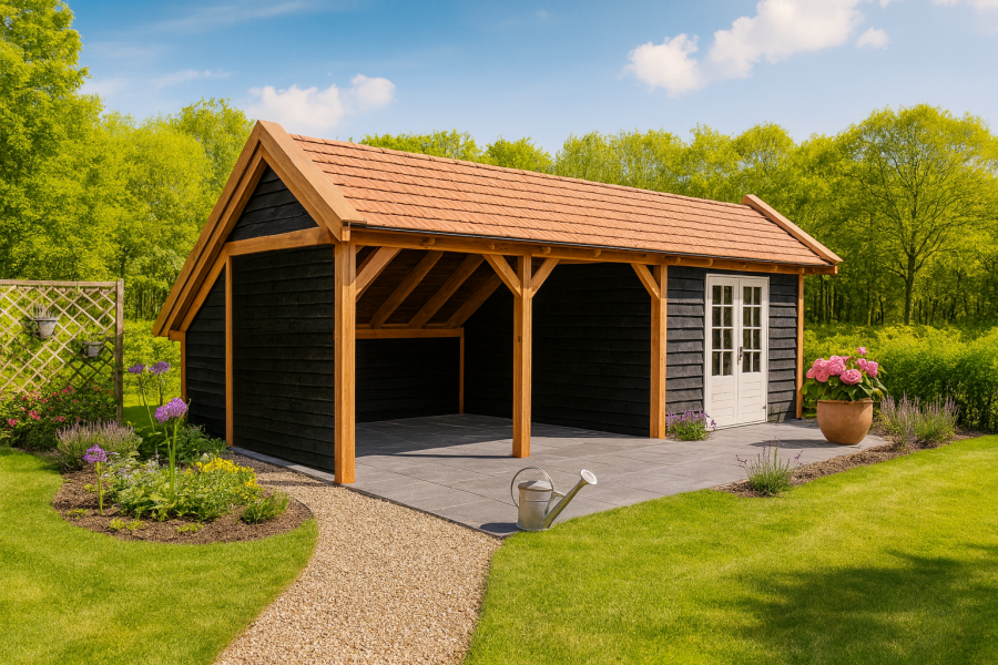 Trendhout De Hoeve XL kapschuur 885x380 cm Lariks/Douglas blank - Totaalpakket