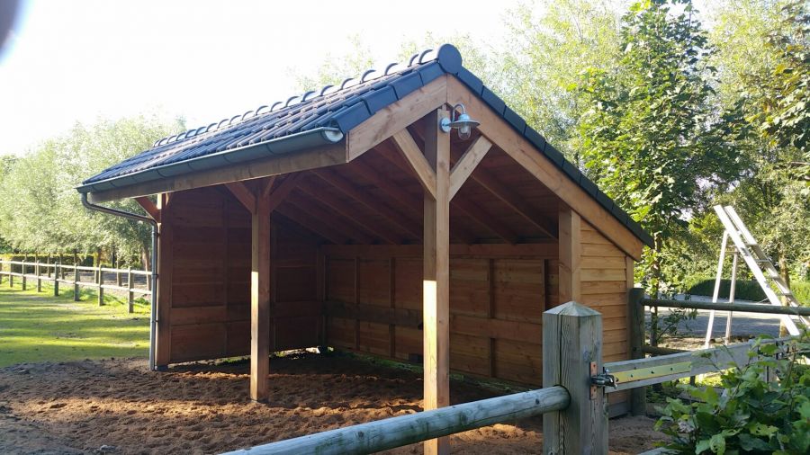 Lariks/Douglas kapschuur Goor 600x390 cm met zwarte wanden - Bouwpakket