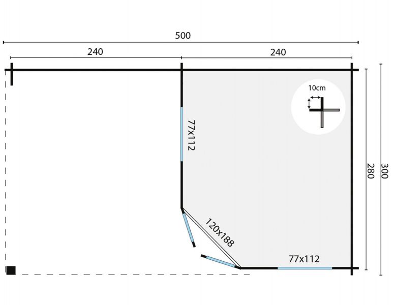 Tuindeco Kennet Blokhut 250x300 cm + luifel 250 cm 28 mm vuren bruin geïmpregneerd