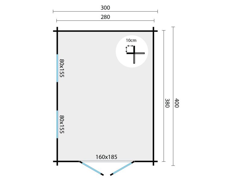 Tuindeco Kerry Blokhut 300x400 cm 40 mm vuren Red Class Wood geïmpregneerd