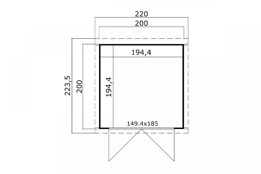 Outdoor Life Kibo Tuinhuis 200x200 cm 28 mm vuren Carbon Grey gecoat