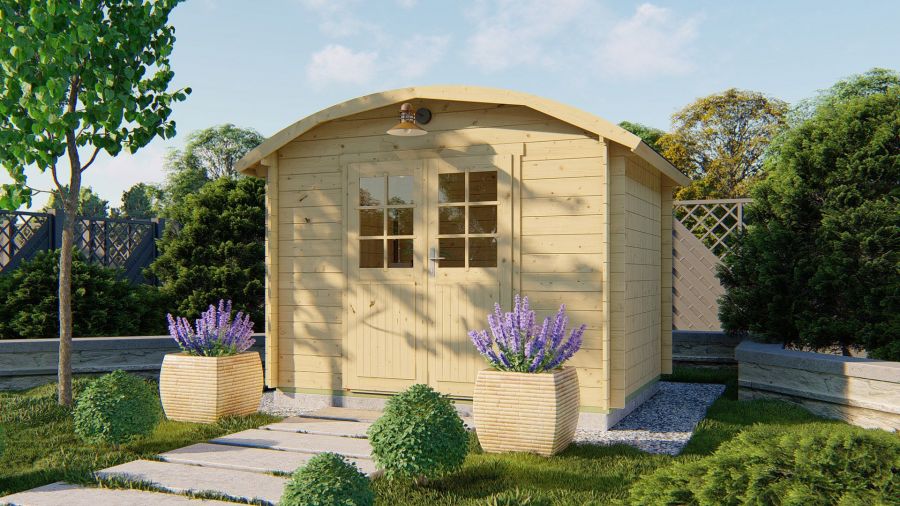 Tuindeco Klair Blokhut 300x240 cm 28 mm vuren grijs geïmpregneerd