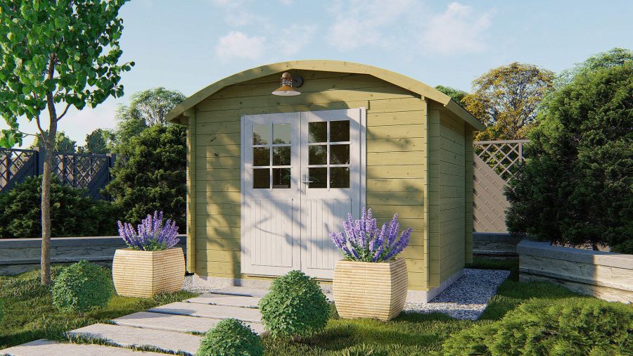 Tuindeco Klair Blokhut 300x240 cm 28 mm vuren grijs geïmpregneerd