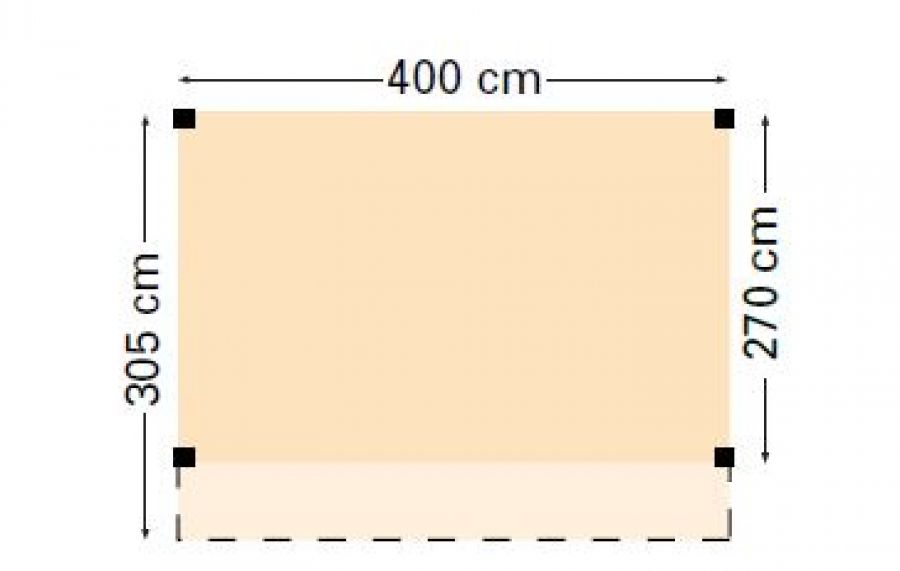 Douglasvision buitenverblijf Comfort 400x305 cm - Groen geïmpregneerd plattegrond