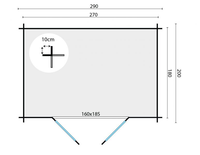 Tuindeco Kris Blokhut 290x200 cm 28 mm vuren bruin geïmpregneerd
