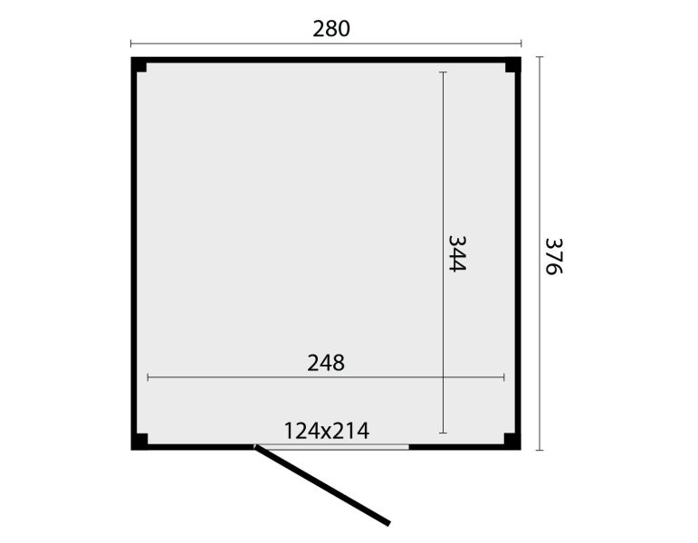 KubeLine tuinhuis 380x280 cm Douglas zwart gespoten
