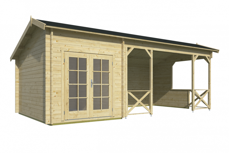Blokhut Kukka - 700x350 cm - Bruin geïmpregneerd