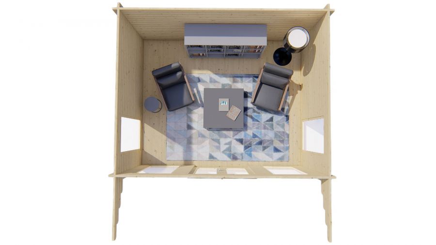 Tuindeco Lory Blokhut 415x330 cm + luifel 120 cm 44 mm vuren bruin geïmpregneerd