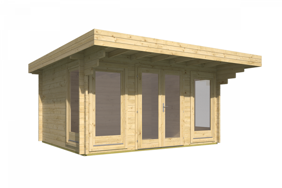 Blokhut Lory 415x330 cm + luifel 120 cm - Red class wood geïmpregneerd