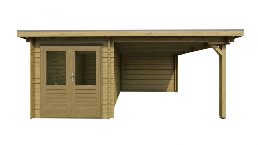 Classicline Blokhut Utrecht vuren groen geïmpregneerd 200x300 cm + overkapping 300 cm