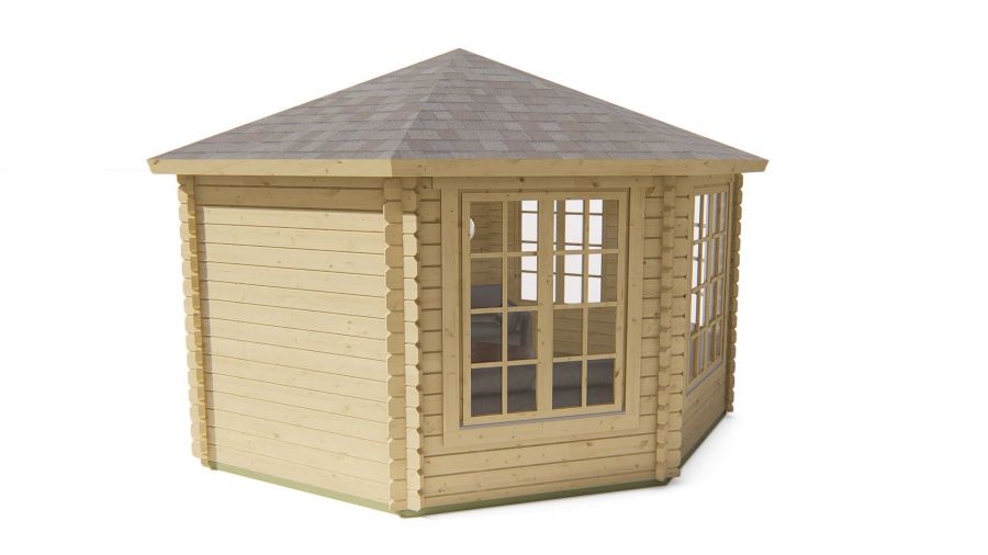 Tuindeco Lynn Blokhut 438x438 cm 44 mm vuren red class wood geïmpregneerd