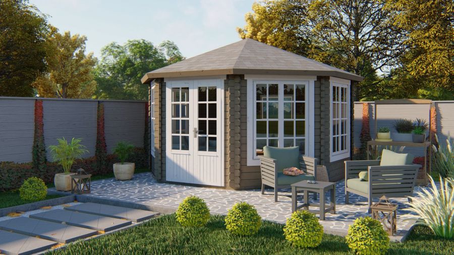Tuindeco Lynn Blokhut 438x438 cm 44 mm vuren red class wood geïmpregneerd