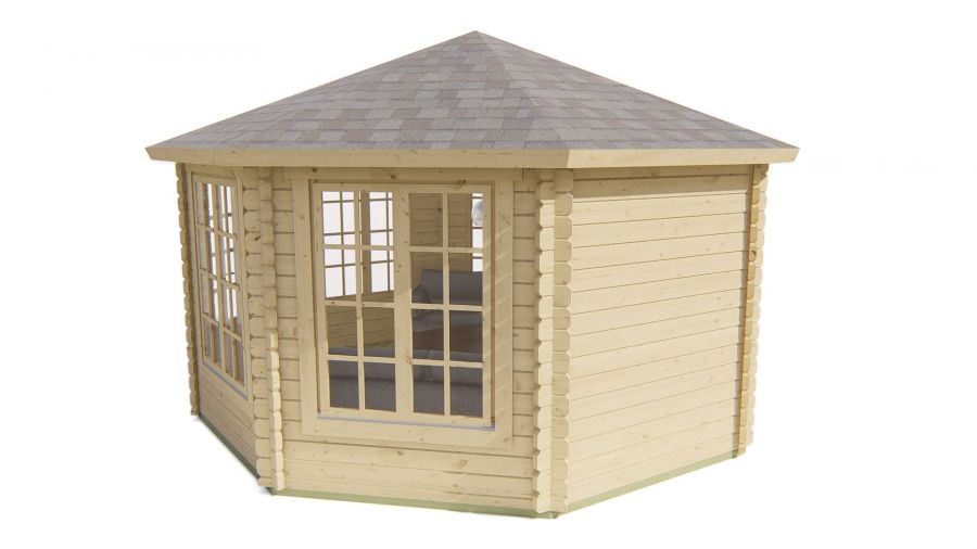Tuindeco Lynn Blokhut 438x438 cm 44 mm vuren red class wood geïmpregneerd