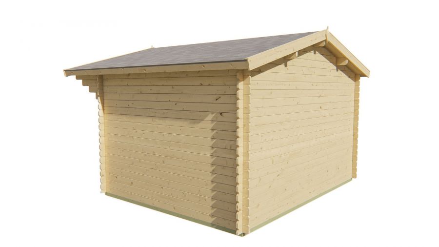 Tuindeco Mika Blokhut 380x300 cm + luifel 80 cm 28 mm vuren red class wood geïmpregneerd