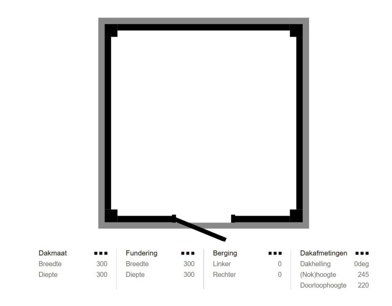 Buitenverblijf Novo Modern 300x300 cm (incl. EPDM)
