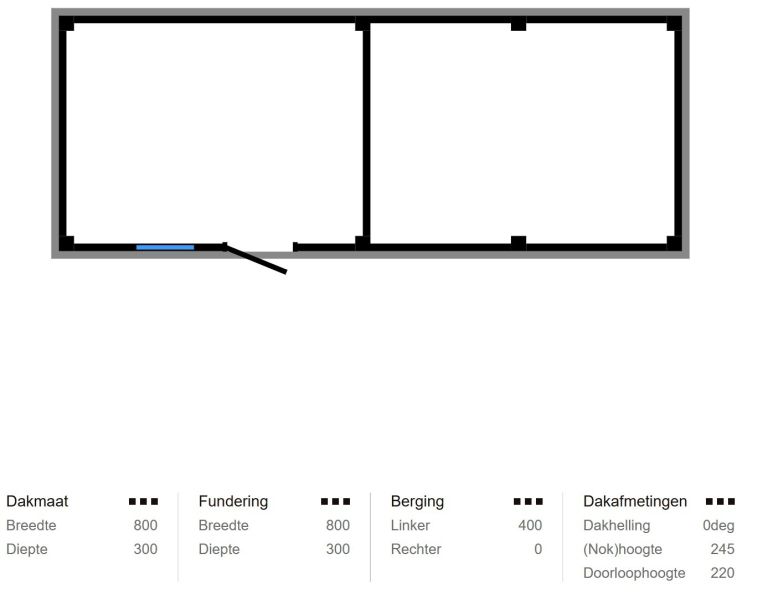 Buitenverblijf Novo Modern 400x300 cm + overkapping 400 cm incl. glasschuifwand, achterwand en zijwand (incl. EPDM)