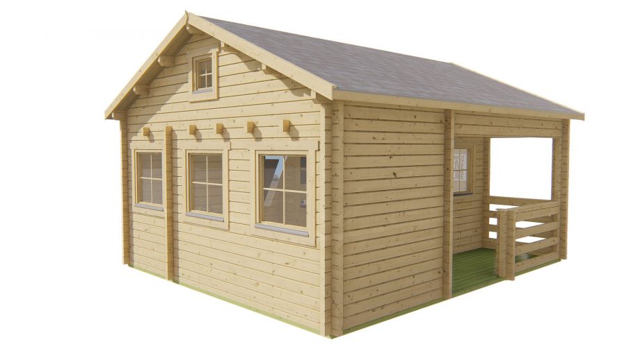 Tuindeco Edelweiss chalet 600x510 cm 70 mm vuren grijs geïmpregneerd