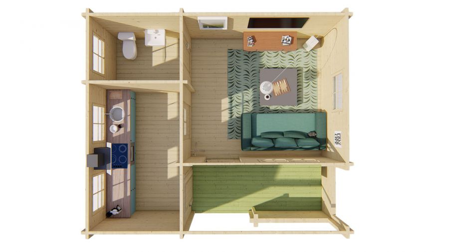 Tuindeco Edelweiss chalet 600x510 cm 70 mm vuren red class wood geïmpregneerd